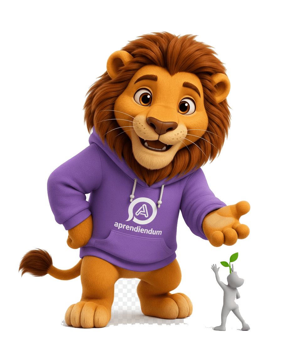 Leonidas, la mascota de Aprendiendum, acompañando